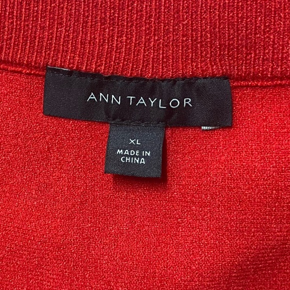 Ann Taylor Midi Sweater A Line Skirt Jubilee Size XL Red Elastic Waist Holiday - Picture 7 of 10